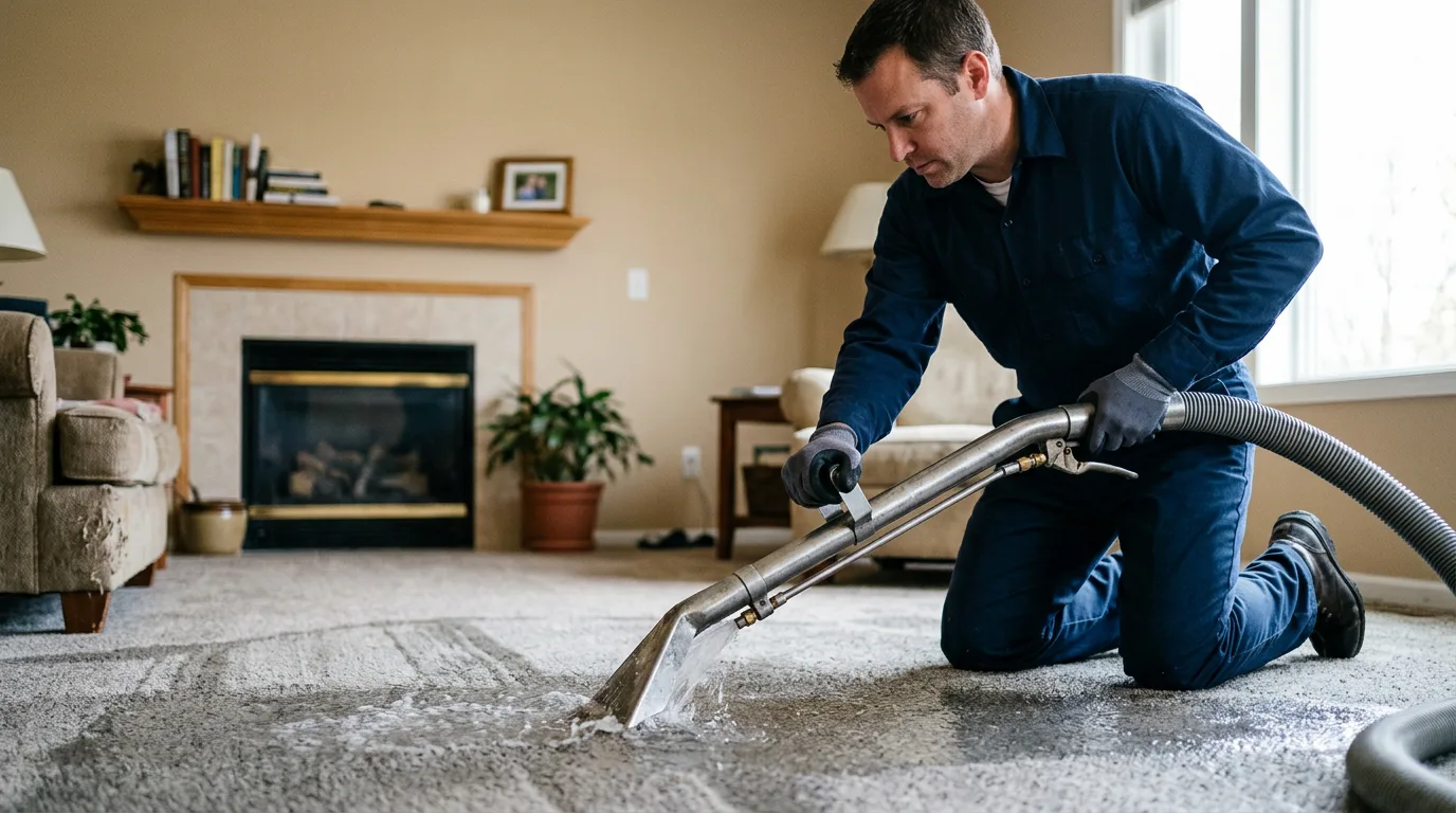 Water damage restoration technician working near Council Grove, KS